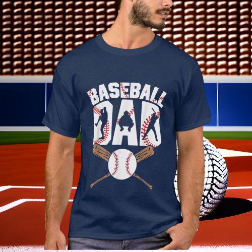 cool Baseball sports Dad word art  T_Shirt