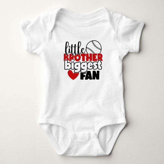 Cool Baseball sports little Brother biggest fan  Baby Bodysuit (Front)