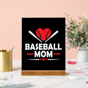 Cool Baseball sports Mom word art Acrylic Sign