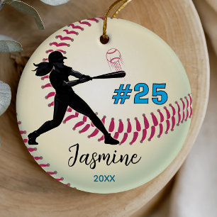 Cool baseball sports team girl athlete ceramic ornament