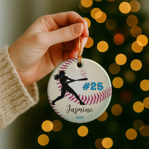 Cool baseball sports team girl athlete ceramic ornament