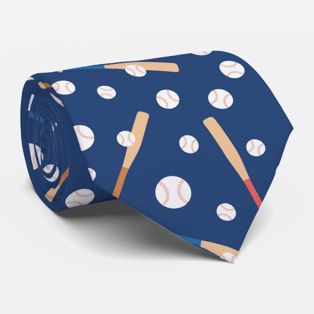 cool Baseball sports tiled pattern Neck Tie (Rolled)