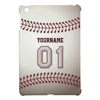 Cool Baseball Stitches - Custom Number 01 And Name Cover For The Ipad Mini by SportsPlaza at Zazzle