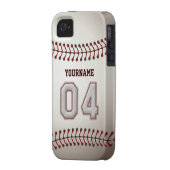 Cool Baseball Stitches - Custom Number 04 and Name Case-Mate iPhone Case (Back Left)