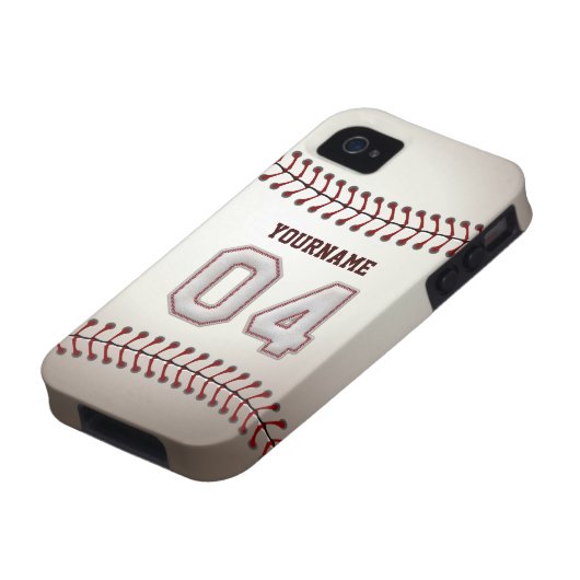 Cool Baseball Stitches - Custom Number 04 and Name Case-Mate iPhone Case (Bottom)