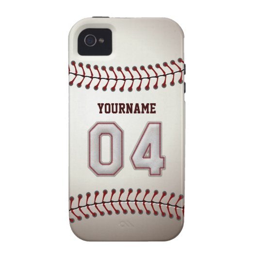 Cool Baseball Stitches - Custom Number 04 and Name Case-Mate iPhone Case (Back)