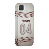 Cool Baseball Stitches - Custom Number 04 and Name Case-Mate iPhone Case (Back/Right)