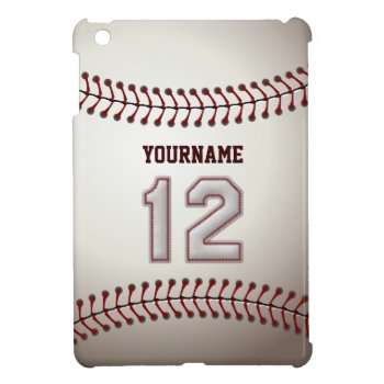 Cool Baseball Stitches - Custom Number 12 And Name Ipad Mini Cover by SportsPlaza at Zazzle