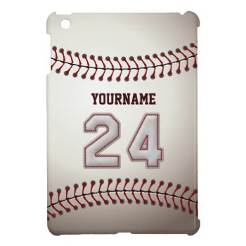 Cool Baseball Stitches - Custom Number 24 And Name Ipad Mini Cover by SportsPlaza at Zazzle