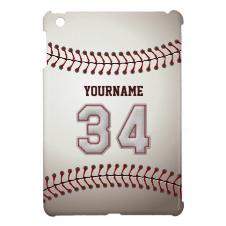 Cool Baseball Stitches - Custom Number 34 And Name Cover For The Ipad 