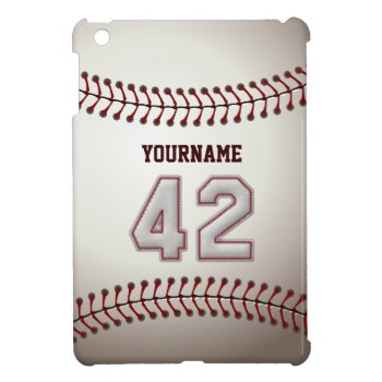 Cool Baseball Stitches - Custom Number 42 And Name Ipad Mini Case by SportsPlaza at Zazzle