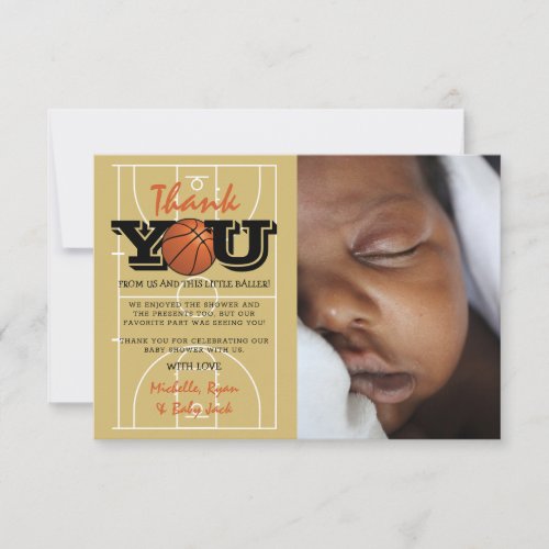 Cool Basketball Baby Shower Photo  Thank You Card