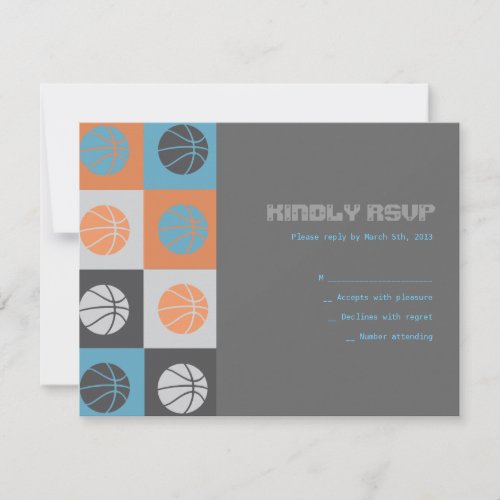 COOL BASKETBALL Bar Bat Mitzvah Reply Card