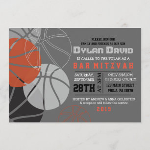 COOL BASKETBALL Bar Mitzvah Invitation