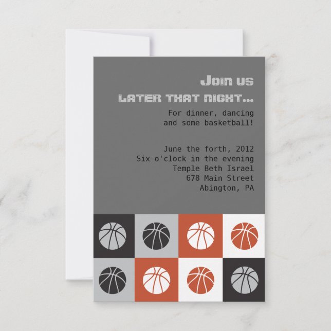 COOL BASKETBALL Bar Mitzvah Invitation (Front)