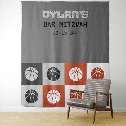 COOL BASKETBALL Bar Mitzvah Invitation Tapestry