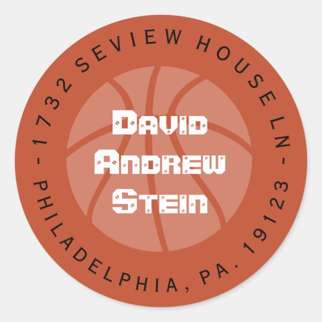 COOL BASKETBALL Bar Mitzvah Return Address Seal (Front)