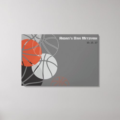 COOL BASKETBALL Bar Mitzvah Sign_In Board Canvas Print