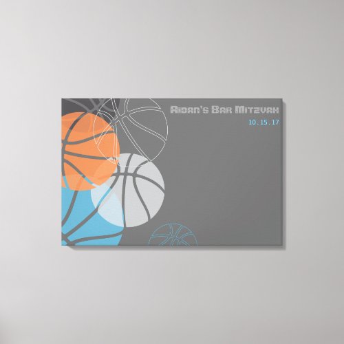 COOL BASKETBALL Bar Mitzvah Sign_In Board Canvas Print