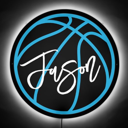 Cool basketball blue black any color room name LED sign