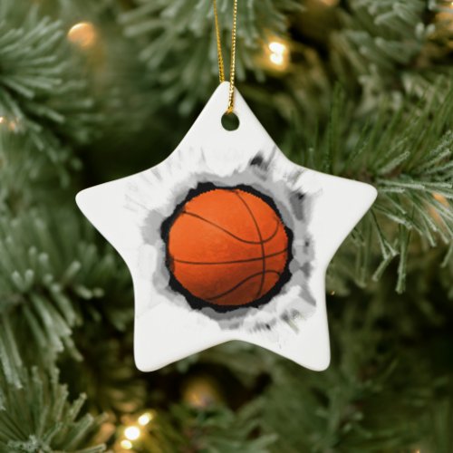 Cool Basketball Christmas Ceramic Ornament