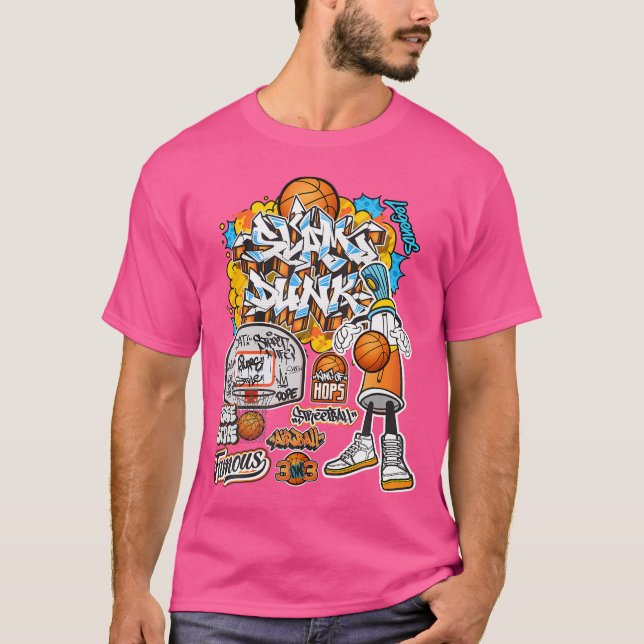 Cool Basketball Graffiti Style Illustration Graphi T-Shirt (Front)