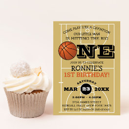 Cool Basketball Kids 1st Birthday Party Invitation