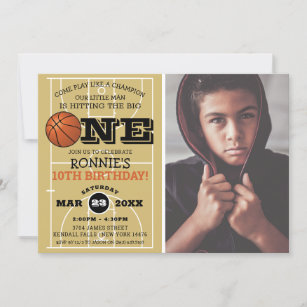 Cool Basketball Kids Photo Birthday Invitation