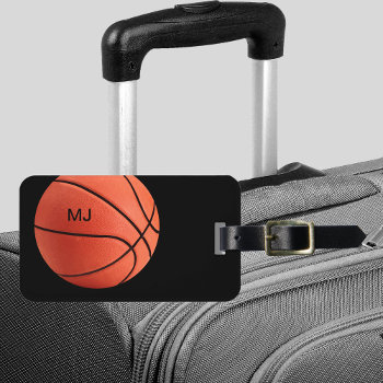 Cool Basketball Monogram Mens Luggage Tag by idesigncafe at Zazzle