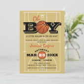 Cool Basketball 'Oh Boy' Baby Shower Invitation (Standing Front)