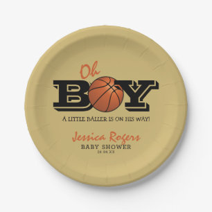Cool Basketball 'Oh Boy' Baby Shower Paper Plates