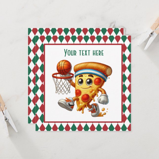 Cool Basketball pizza party  Invitation (Front/Back In Situ)