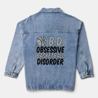 Cool Basketball Player Humor Black Grey Kids Denim Jacket