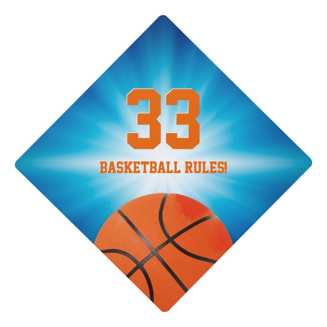 Cool Basketball Rules Player No | Sport Gift Graduation Cap Topper (Front)