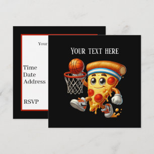 Cool Basketball sports pizza party Invitation