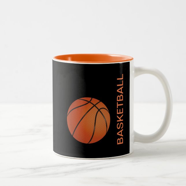Cool Basketball Sports Theme Two-Tone Coffee Mug (Right)