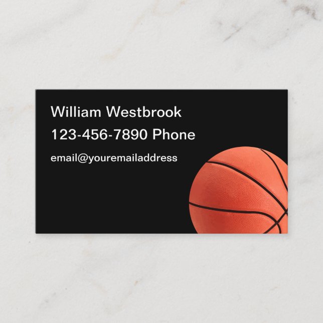Cool Basketball Theme Modern Simple Business Cards (Front)