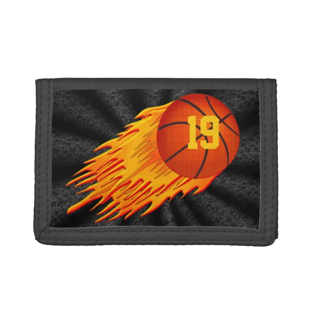 Cool Basketball Wallet w/Flaming Flying Basketball (Front)