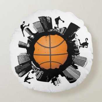 Cool Basketball World Round Pillow by TheArtOfPamela at Zazzle