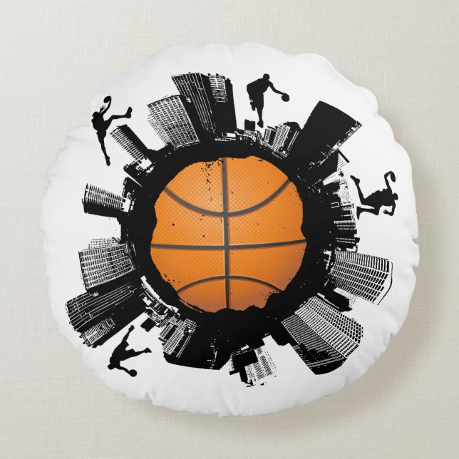 Cool Basketball World Round Pillow (Front)