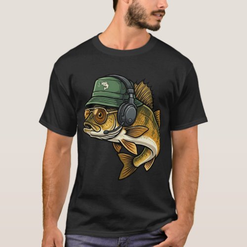 Cool Bass Fish – Funny Aquatic Character Design T-Shirt