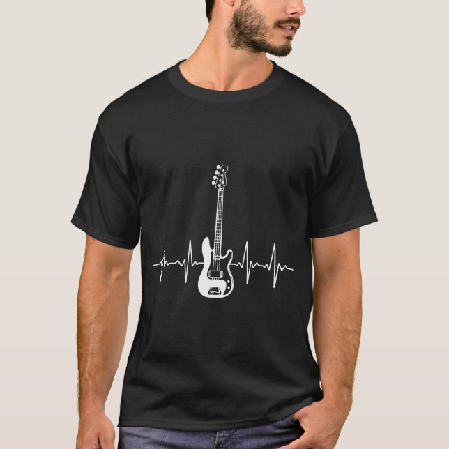 Cool Bass Guitar Heartbeat Bass Player T-Shirt (Front)