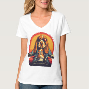 Cool basset hound biker in the sunset T-Shirt