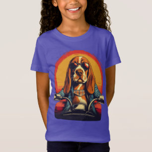 Cool basset hound biker in the sunset T-Shirt