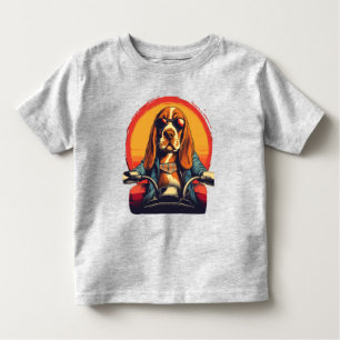 Cool basset hound biker in the sunset toddler t-shirt