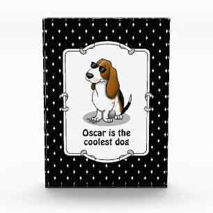 Cool Basset Hound dog and sunglasses (tri-color 1) Acrylic Award