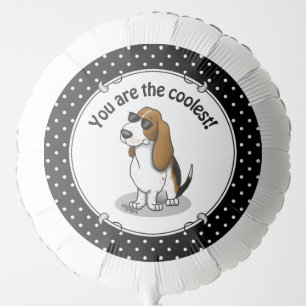 Cool Basset Hound dog and sunglasses (tri-color 1) Balloon
