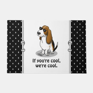 Cool Basset Hound dog and sunglasses (tri-color 1) Doormat