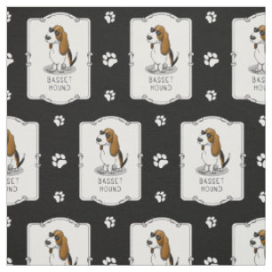 Cool Basset Hound dog and sunglasses (tri-color 1) Fabric