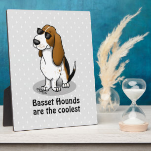 Cool Basset Hound dog and sunglasses (tri-color 1) Plaque